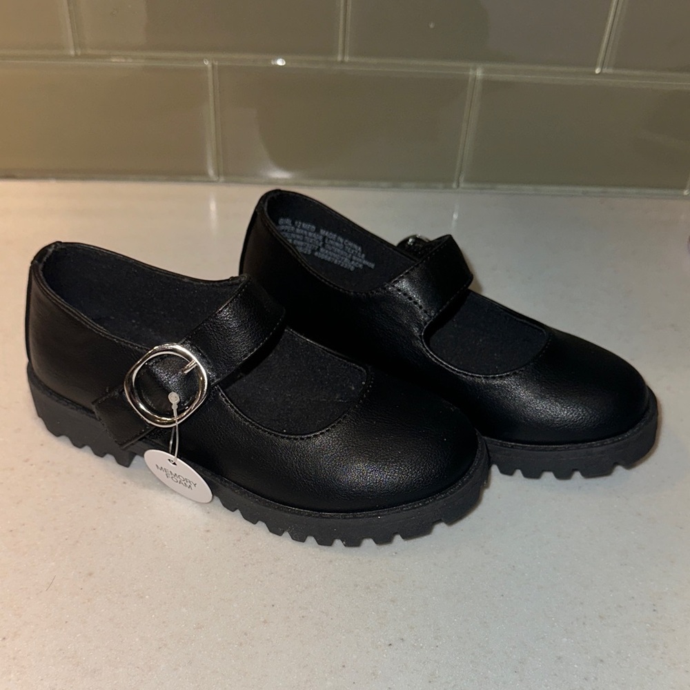 Sonoma Black Kids Dress Shoes with Silver Buckle